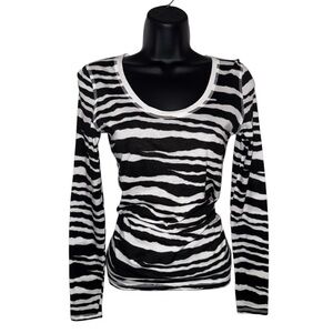 Vintage Y2K Miley Cyrus Zebra Print Long Sleeve Top Mall Goth Grunge Punk Emo
